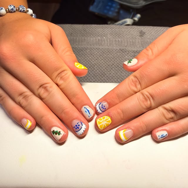Colorful mixed fruit nail art by Jessie